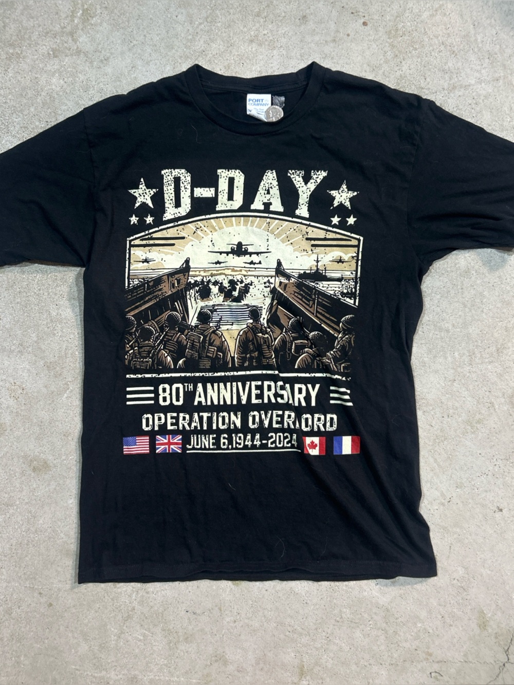 Port and Company Black D-Day 80th Anniversary Graphic Tee